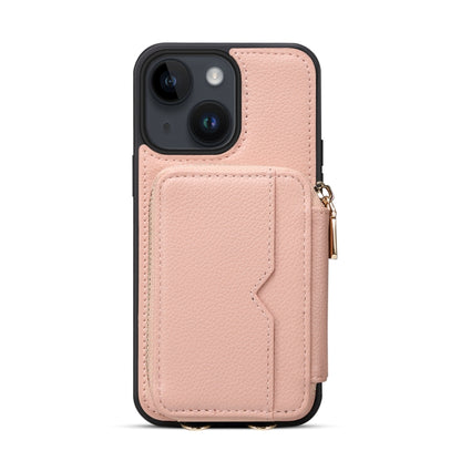 For iPhone 14 Plus Zipper Card Slot Phone Case(Pink) - iPhone 14 Plus Cases by buy2fix | Online Shopping UK | buy2fix