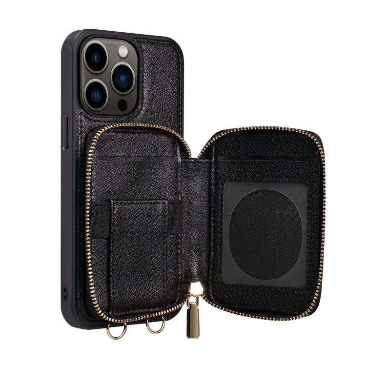 For iPhone 13 Pro Max Zipper Card Slot Phone Case(Black) - iPhone 13 Pro Max Cases by buy2fix | Online Shopping UK | buy2fix