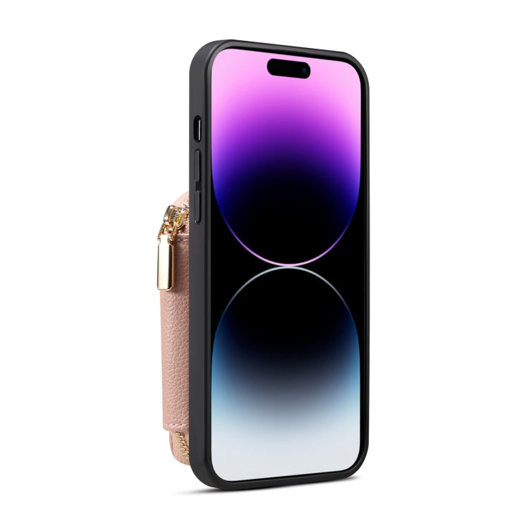 For iPhone 13 Pro Max Zipper Card Slot Phone Case(Pink) - iPhone 13 Pro Max Cases by buy2fix | Online Shopping UK | buy2fix
