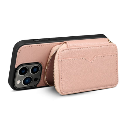 For iPhone 13 Pro Max Zipper Card Slot Phone Case(Pink) - iPhone 13 Pro Max Cases by buy2fix | Online Shopping UK | buy2fix