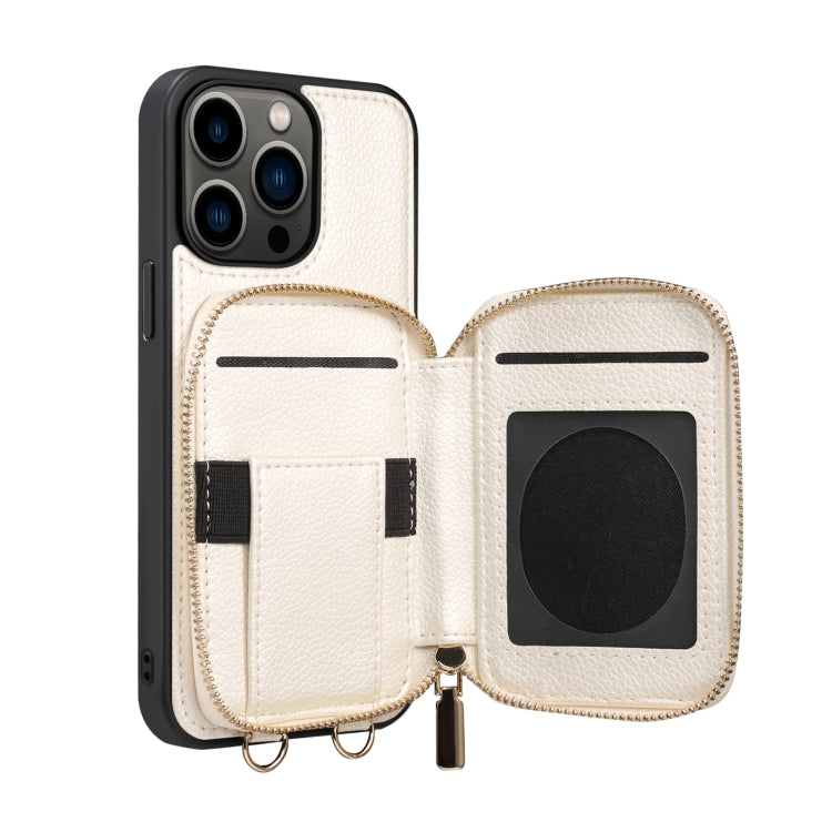For iPhone 13 Pro Zipper Card Slot Phone Case(White) - iPhone 13 Pro Cases by buy2fix | Online Shopping UK | buy2fix