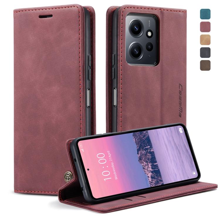 For Xiaomi Redmi Note 12 4G Global CaseMe 013 Multifunctional Horizontal Flip Leather Phone Case(Wine Red) by CaseMe