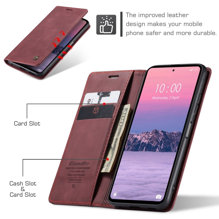 For Xiaomi Redmi Note 12 4G Global CaseMe 013 Multifunctional Horizontal Flip Leather Phone Case(Wine Red) by CaseMe