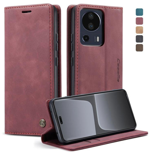 For Xiaomi 13 Lite CaseMe 013 Multifunctional Horizontal Flip Leather Phone Case(Wine Red) by CaseMe