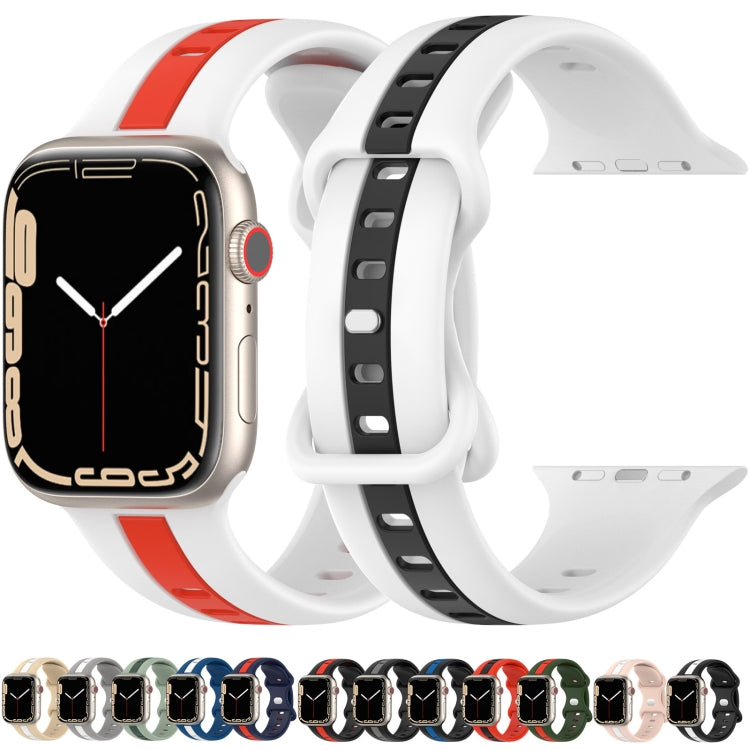 Nail Buckle Two-color Watch Band For Apple Watch Series 9&8&7 41mm / SE 3&SE 2&6&SE&5&4 40mm / 3&2&1 38mm(White Black) - Watch Bands by buy2fix | Online Shopping UK | buy2fix