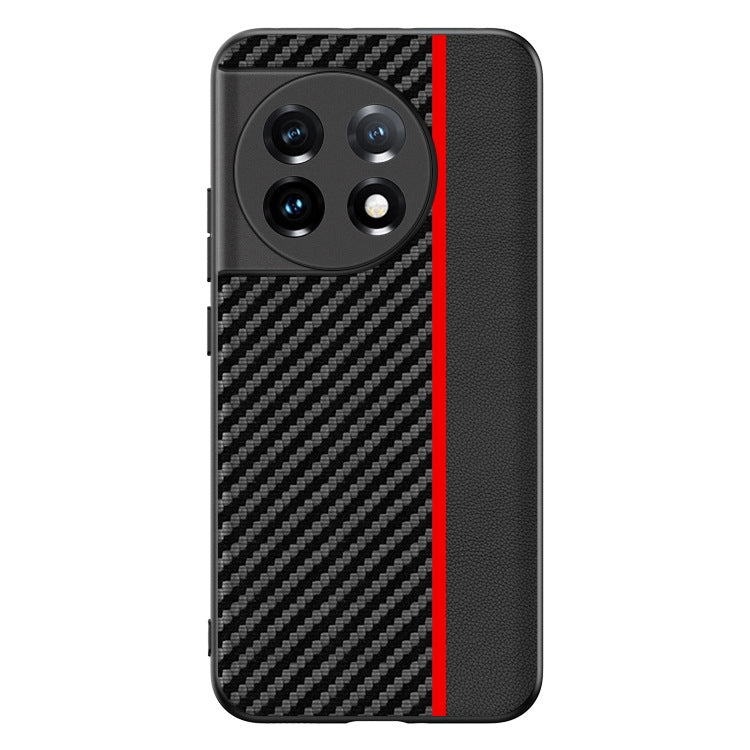 For OnePlus 11 Ultra-thin Carbon Fiber Texture Printing Phone Case(Black Red) by buy2fix