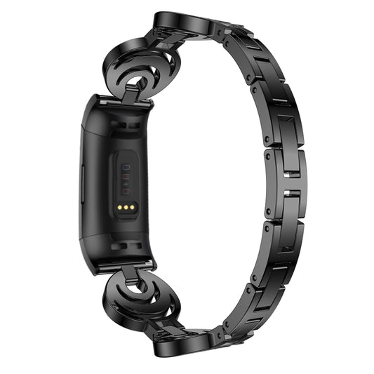 For Fitbit Charge 2 Sun Moon Star Diamond Metal Watch Band(Black) by buy2fix