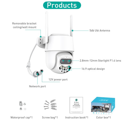 QX82 400W Dual Screen Dual Channel Synchronous Monitoring IP Camera, Plug:AU Plug - Dome Camera by buy2fix | Online Shopping UK | buy2fix