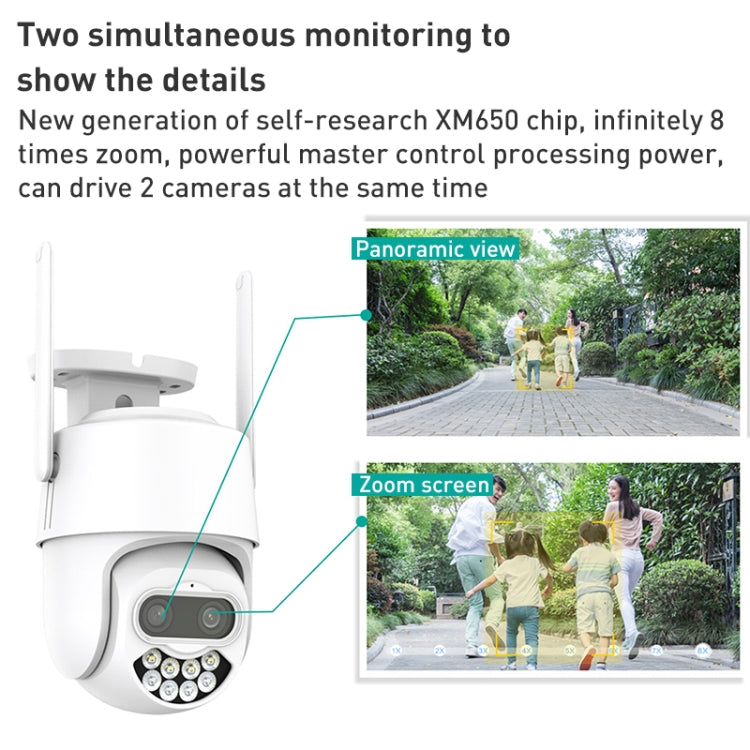 QX82 400W Dual Screen Dual Channel Synchronous Monitoring IP Camera, Plug:UK Plug - Dome Camera by buy2fix | Online Shopping UK | buy2fix