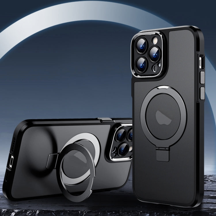 For iPhone 14 Plus MagSafe Magnetic Metal Holder Phone Case(Blue) - iPhone 14 Plus Cases by buy2fix | Online Shopping UK | buy2fix