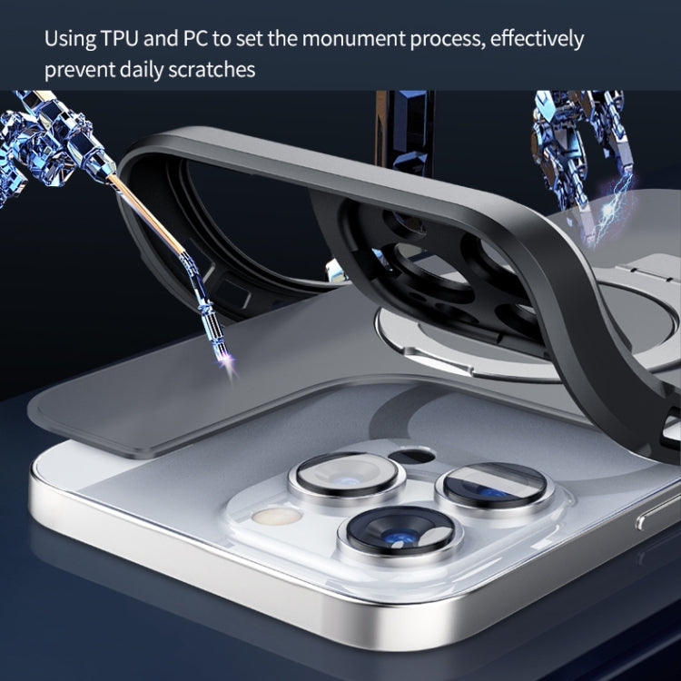 For iPhone 14 Plus MagSafe Magnetic Metal Holder Phone Case(Blue) - iPhone 14 Plus Cases by buy2fix | Online Shopping UK | buy2fix