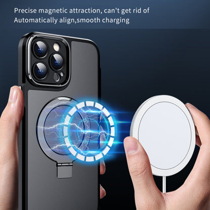 For iPhone 14 Plus MagSafe Magnetic Metal Holder Phone Case(Blue) - iPhone 14 Plus Cases by buy2fix | Online Shopping UK | buy2fix