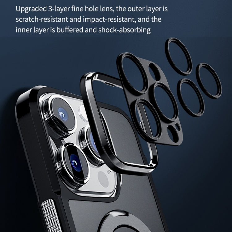 For iPhone 14 Pro Max MagSafe Magnetic Metal Holder Phone Case(Black) - iPhone 14 Pro Max Cases by buy2fix | Online Shopping UK | buy2fix
