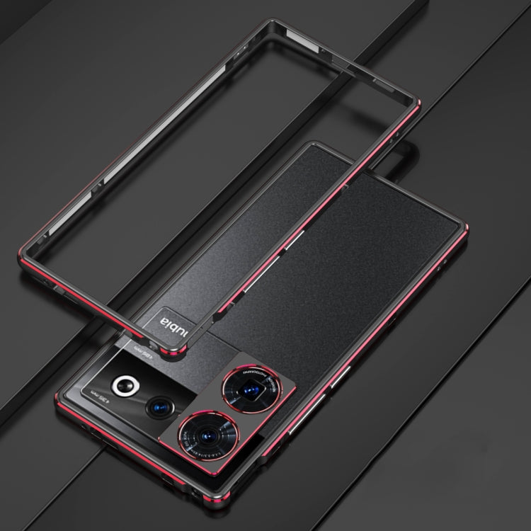 For ZTE nubia Z50 Ultra LK Aurora Metal Frame Phone Case with Lens Cover(Black Red) - ZTE Cases by buy2fix | Online Shopping UK | buy2fix