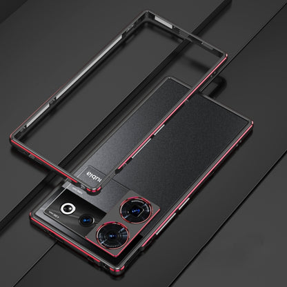 For ZTE nubia Z50 Ultra LK Aurora Metal Frame Phone Case with Lens Cover(Black Red) - ZTE Cases by buy2fix | Online Shopping UK | buy2fix