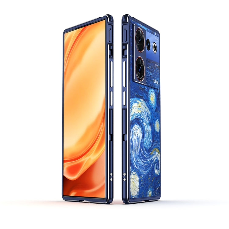 For ZTE nubia Z50 Ultra LK Aurora Metal Frame Phone Case with Lens Cover(Blue Silver) - ZTE Cases by buy2fix | Online Shopping UK | buy2fix