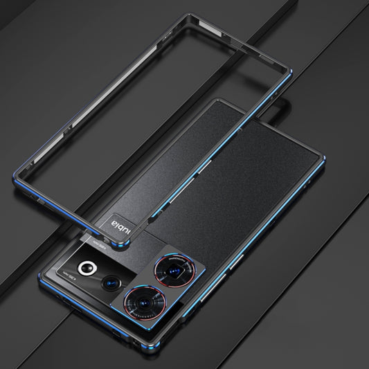 For ZTE nubia Z50 Ultra LK Aurora Metal Frame Phone Case with Lens Cover(Black Blue) - ZTE Cases by buy2fix | Online Shopping UK | buy2fix