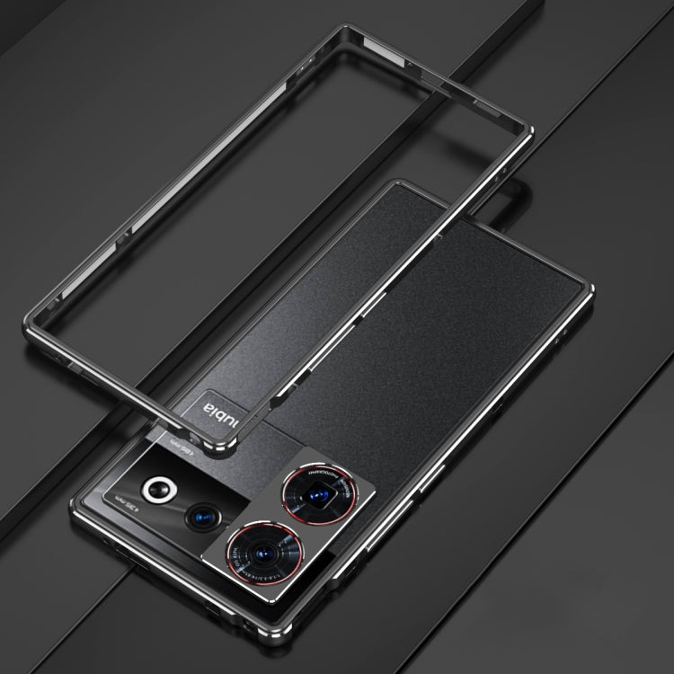 For ZTE nubia Z50 Ultra LK Aurora Metal Frame Phone Case with Lens Cover(Black Silver) - ZTE Cases by buy2fix | Online Shopping UK | buy2fix