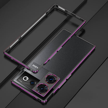 For ZTE nubia Z50 Ultra LK Aurora Metal Frame Phone Case with Lens Cover(Black Purple) - ZTE Cases by buy2fix | Online Shopping UK | buy2fix