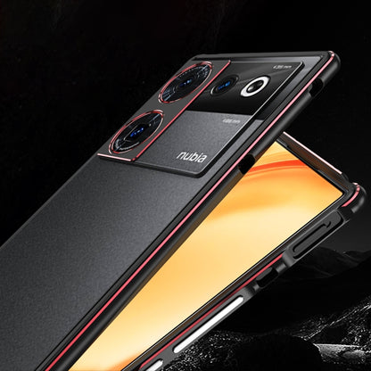 For ZTE nubia Z50 Ultra LK Aurora Metal Frame Phone Case with Lens Cover(Black Blue) - ZTE Cases by buy2fix | Online Shopping UK | buy2fix