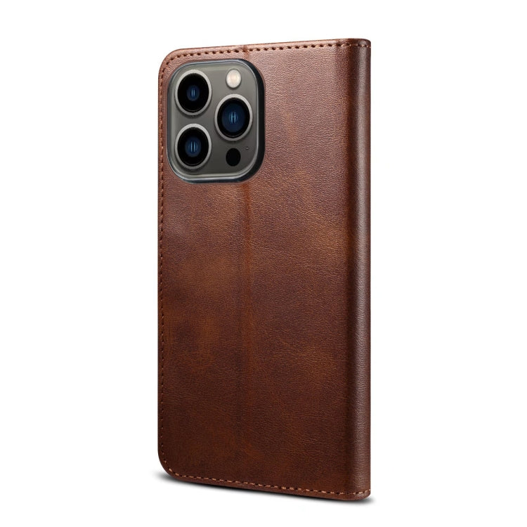 For iPhone 14 Pro GUSSIM Horizontal Flip Leather Phone Case(Brown) - iPhone 14 Pro Cases by GUSSIM | Online Shopping UK | buy2fix