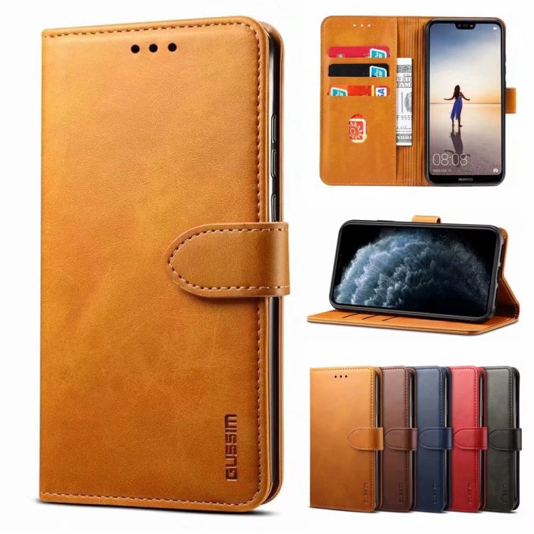 For iPhone 14 Pro GUSSIM Horizontal Flip Leather Phone Case(Khaki) - iPhone 14 Pro Cases by GUSSIM | Online Shopping UK | buy2fix