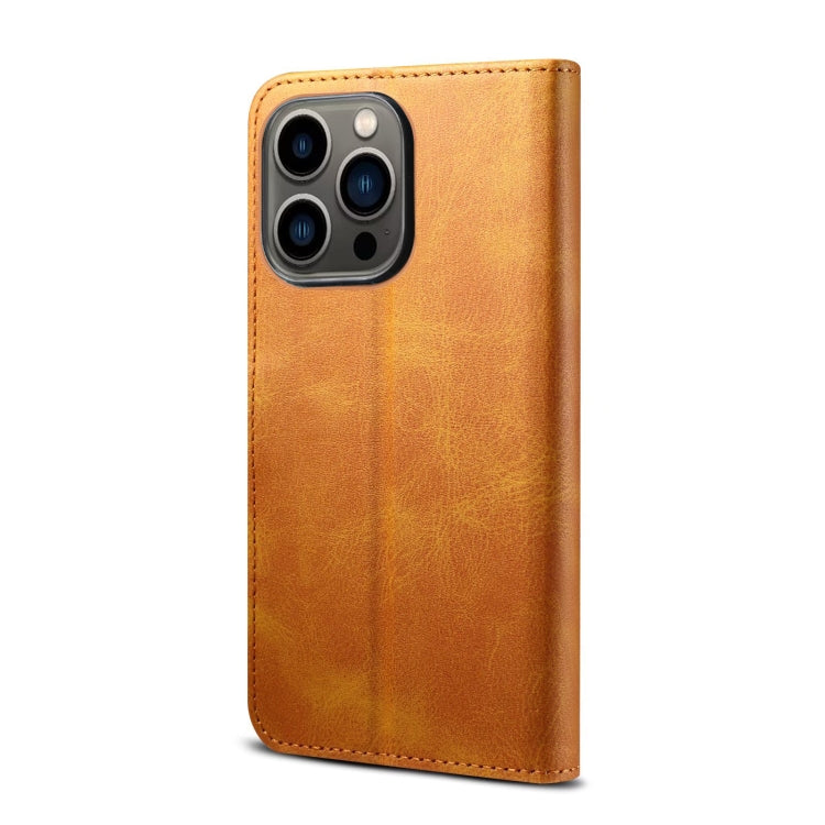 For iPhone 14 Pro GUSSIM Horizontal Flip Leather Phone Case(Khaki) - iPhone 14 Pro Cases by GUSSIM | Online Shopping UK | buy2fix