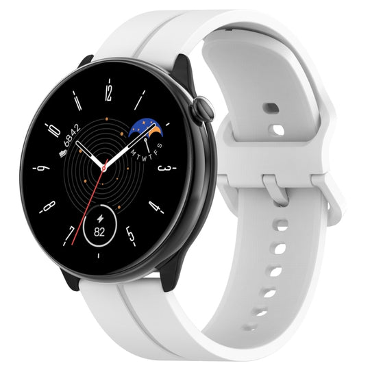 For Amazfit GTR Mini 20mm Flat Head Groove Reverse Buckle Silicone Watch Band(White)