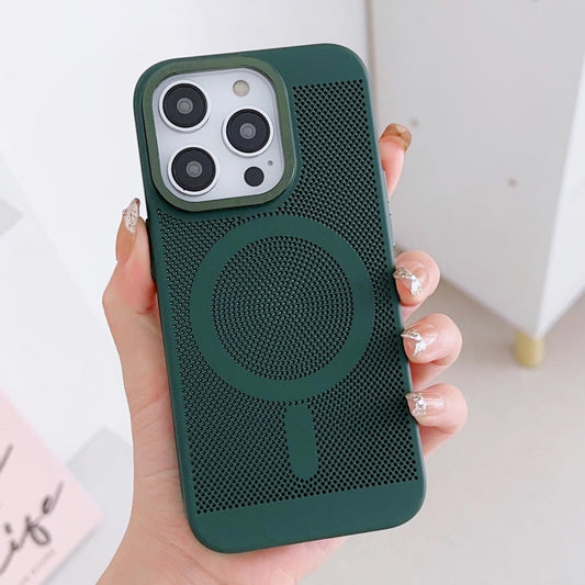 For iPhone 14 Pro Max Grid Cooling MagSafe Magnetic Phone Case(Alpine Green) - iPhone 14 Pro Max Cases by buy2fix | Online Shopping UK | buy2fix