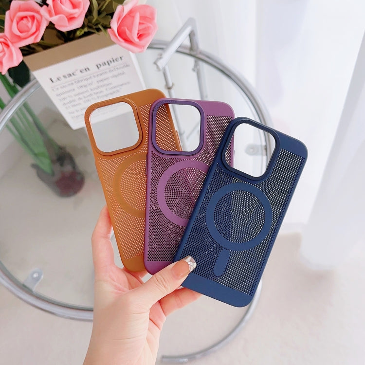 For iPhone 12 Pro Max Grid Cooling MagSafe Magnetic Phone Case(Sierra Blue) by buy2fix