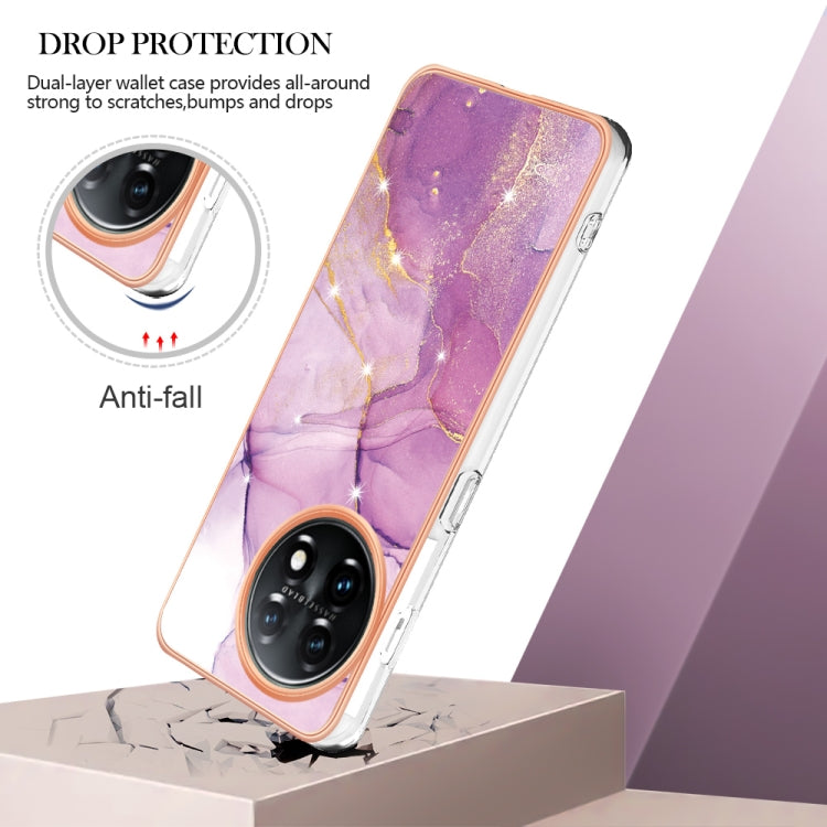 For OnePlus 11 Electroplating Marble Dual-side IMD Phone Case(Purple 001) - OnePlus Cases by buy2fix | Online Shopping UK | buy2fix