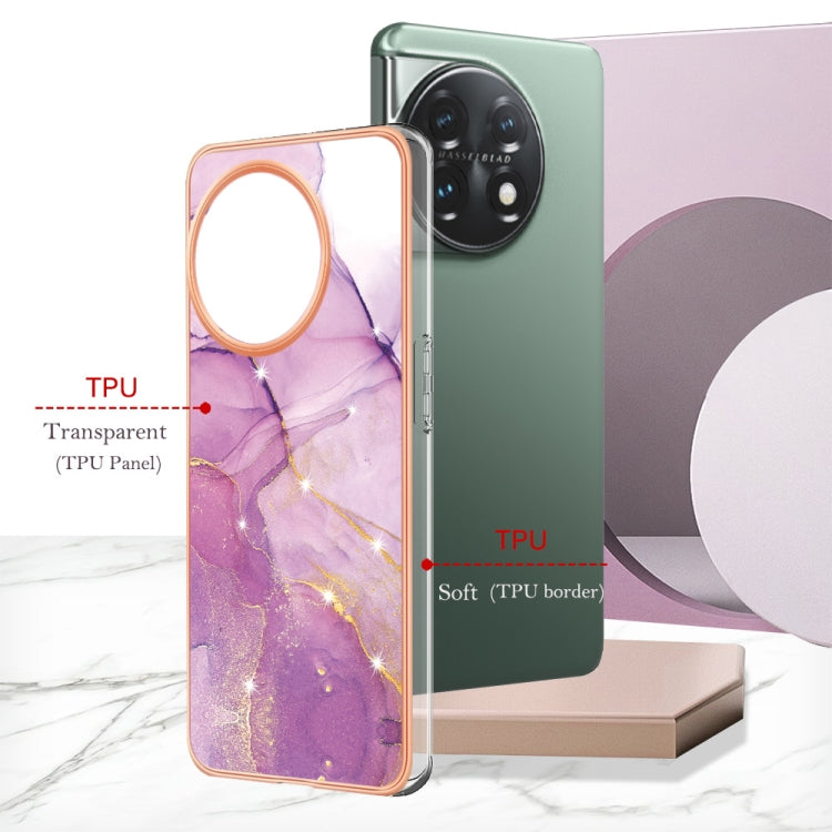 For OnePlus 11 Electroplating Marble Dual-side IMD Phone Case(Purple 001) - OnePlus Cases by buy2fix | Online Shopping UK | buy2fix