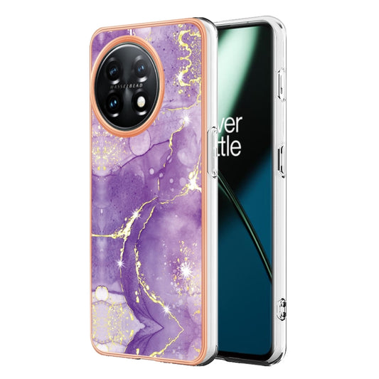 For OnePlus 11 Electroplating Marble Dual-side IMD Phone Case(Purple 002) by buy2fix