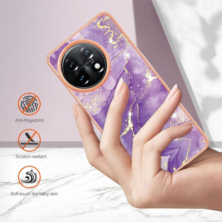 For OnePlus 11 Electroplating Marble Dual-side IMD Phone Case(Purple 002) by buy2fix