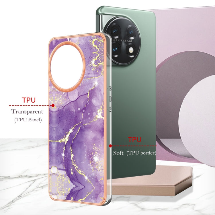 For OnePlus 11 Electroplating Marble Dual-side IMD Phone Case(Purple 002) by buy2fix
