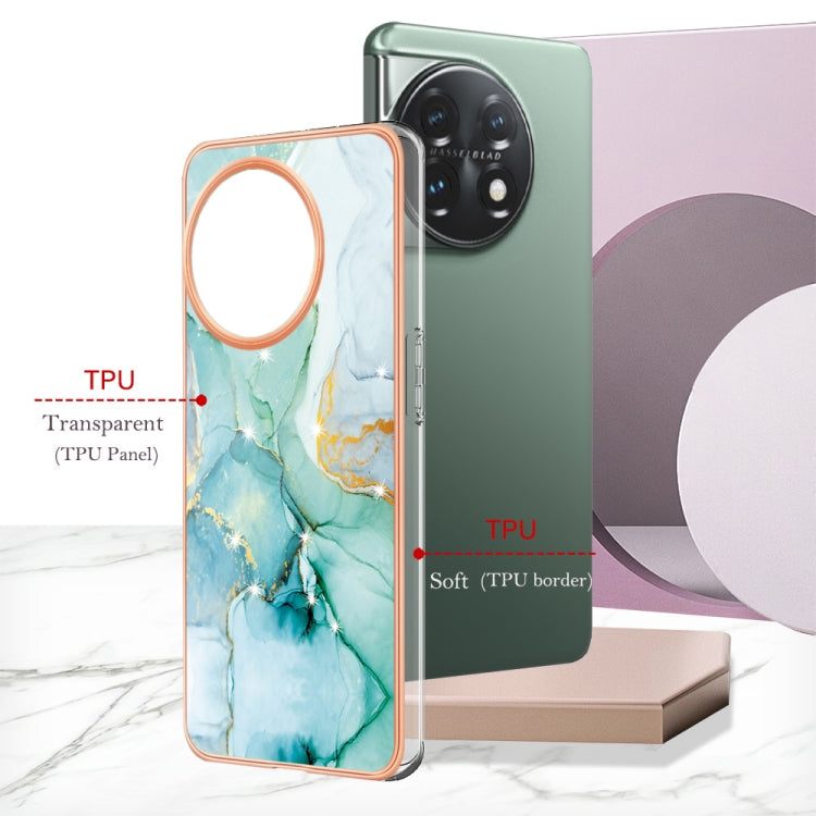 For OnePlus 11 Electroplating Marble Dual-side IMD Phone Case(Green 003) by buy2fix