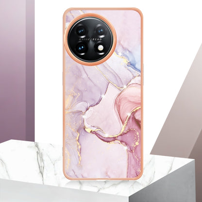 For OnePlus 11 Electroplating Marble Dual-side IMD Phone Case(Rose Gold 005) by buy2fix