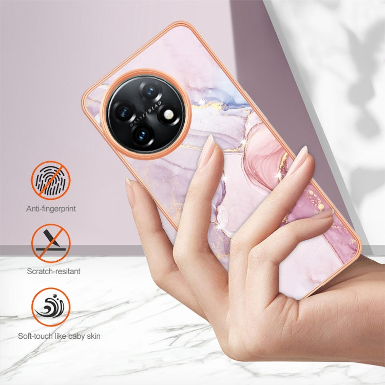 For OnePlus 11 Electroplating Marble Dual-side IMD Phone Case(Rose Gold 005) by buy2fix