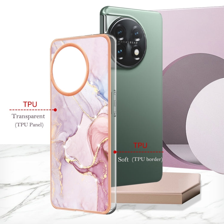 For OnePlus 11 Electroplating Marble Dual-side IMD Phone Case(Rose Gold 005) by buy2fix