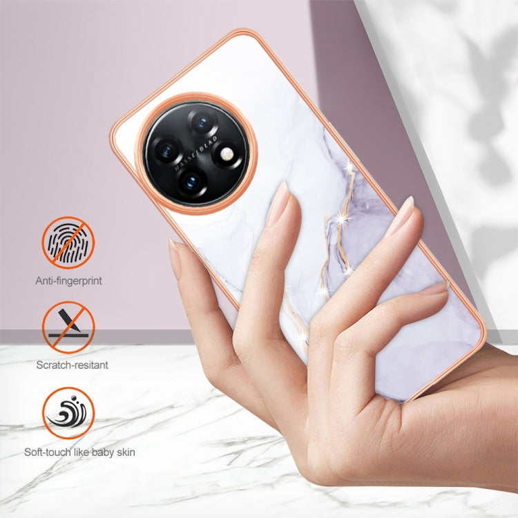 For OnePlus 11 Electroplating Marble Dual-side IMD Phone Case(White 006) by buy2fix