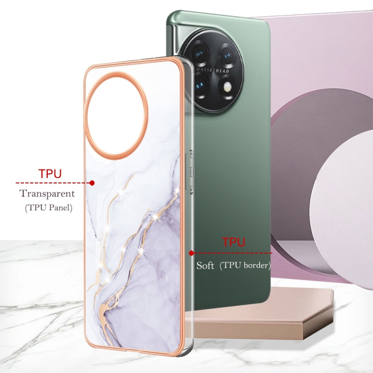 For OnePlus 11 Electroplating Marble Dual-side IMD Phone Case(White 006) by buy2fix