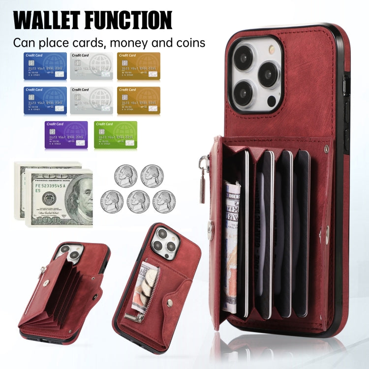For iPhone 11 Pro Max Zipper RFID Card Slot Phone Case with Short Lanyard(Red) - iPhone 11 Pro Max Cases by buy2fix | Online Shopping UK | buy2fix