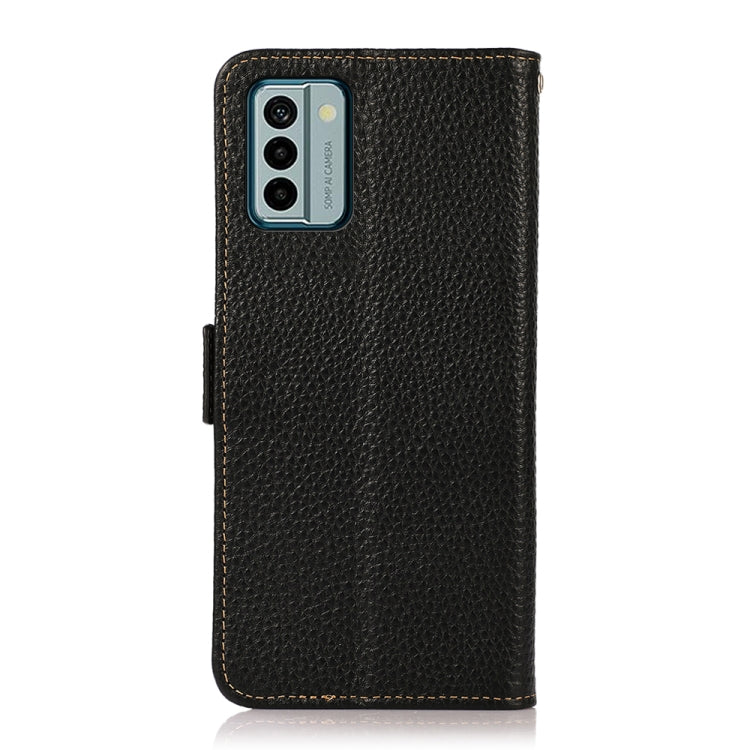 For Nokia G22 4G KHAZNEH Side-Magnetic Litchi Genuine Leather RFID Phone Case(Black) - Nokia Cases by buy2fix | Online Shopping UK | buy2fix