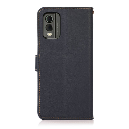 For Nokia C32 KHAZNEH Custer Genuine Leather RFID Phone Case(Blue) - Nokia Cases by buy2fix | Online Shopping UK | buy2fix