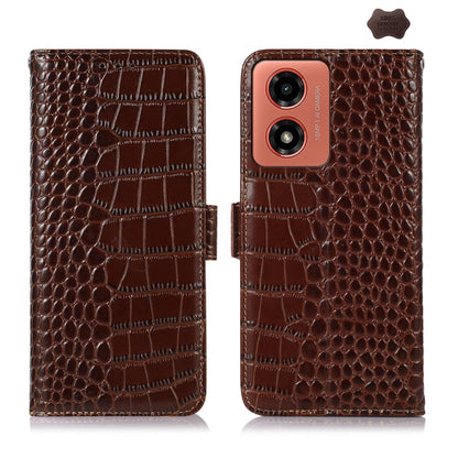 For Motorola Moto G04 / G24 Crocodile Top Layer Cowhide Leather Phone Case(Brown) - Motorola Cases by buy2fix | Online Shopping UK | buy2fix