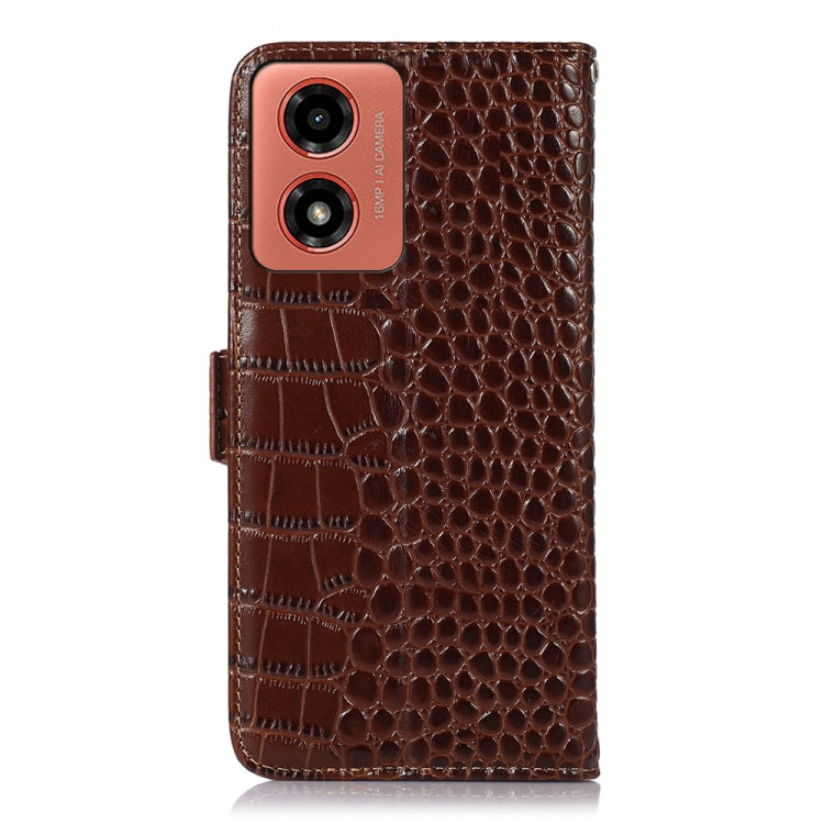 For Motorola Moto G04 / G24 Crocodile Top Layer Cowhide Leather Phone Case(Brown) - Motorola Cases by buy2fix | Online Shopping UK | buy2fix