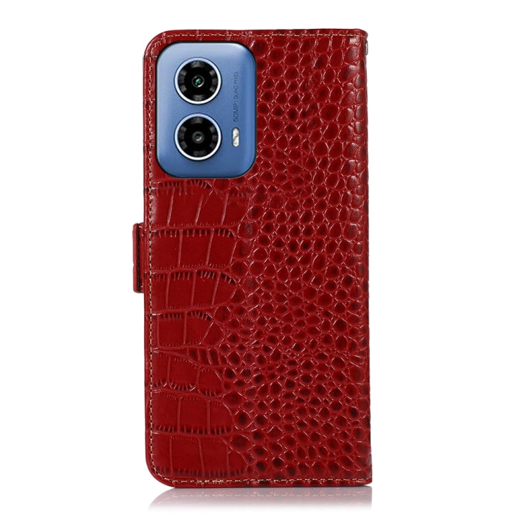 For Motorola Moto G34 Crocodile Top Layer Cowhide Leather Phone Case(Red) - Motorola Cases by buy2fix | Online Shopping UK | buy2fix