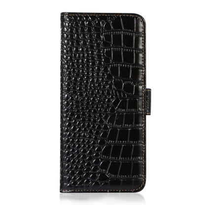 For Motorola Moto G75 5G Crocodile Top Layer Cowhide Leather Phone Case(Black) - Motorola Cases by buy2fix | Online Shopping UK | buy2fix
