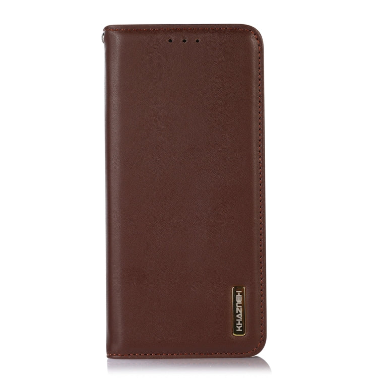 For Motorola Moto G34 KHAZNEH Nappa Top Layer Cowhide Leather Phone Case(Brown) - Motorola Cases by buy2fix | Online Shopping UK | buy2fix