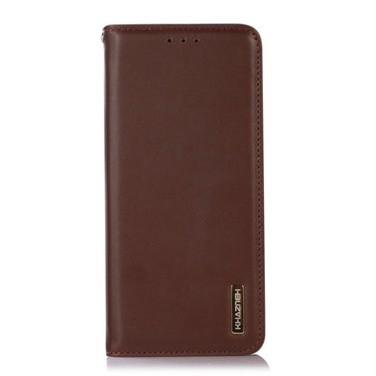 For Motorola Moto G34 KHAZNEH Nappa Top Layer Cowhide Leather Phone Case(Brown) - Motorola Cases by buy2fix | Online Shopping UK | buy2fix